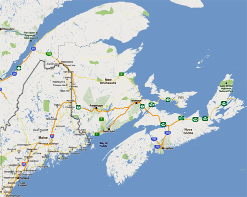 Maine, Provinces of NewBrunswick, Nova Scotia & PEI